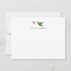 Watercolor Humming Bird Personalised Flat Card