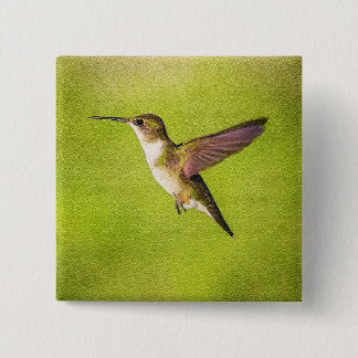 Watercolor Hummingbird 15 Cm Square Badge