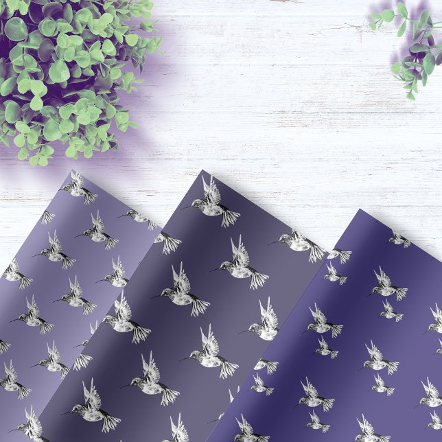 Watercolor Hummingbird Amethyst Purple Wrapping Paper Sheet (Creator Uploaded)