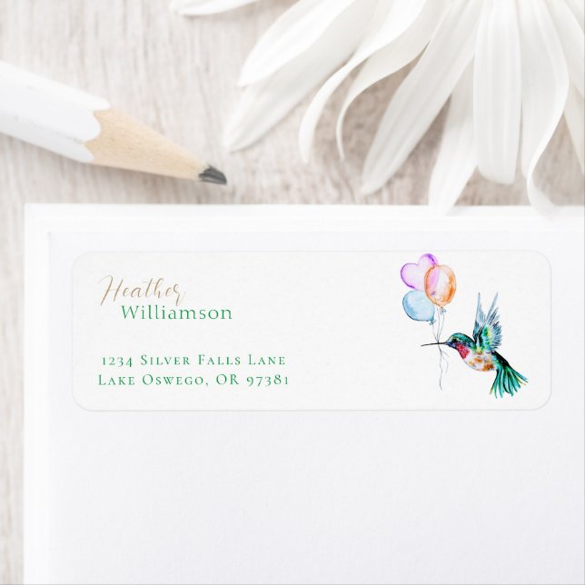 Watercolor Hummingbird and Balloons (Insitu)