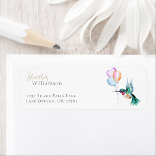 Watercolor Hummingbird and Balloons