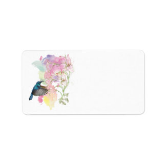 Watercolor Hummingbird and Lillies,address labels