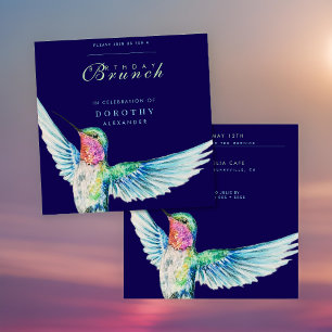 Watercolor Hummingbird ANY Birthday Brunch Invitation