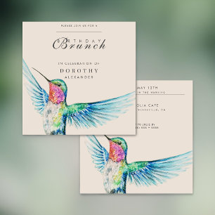 Watercolor Hummingbird ANY Birthday Brunch Invitation