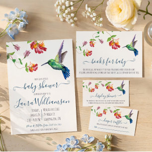 Watercolor Hummingbird Baby Shower Books for Baby Enclosure Card