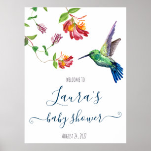 Watercolor Hummingbird Baby Shower Welcome Poster