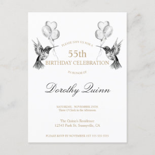 Watercolor Hummingbird Balloon Birthday Invitation Postcard