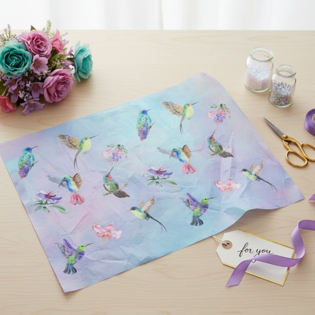 Watercolor Hummingbird Bird  Flower  Tissue Paper (Creator Uploaded)