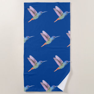 Watercolor Hummingbird Bird Nature Art Beach Towel