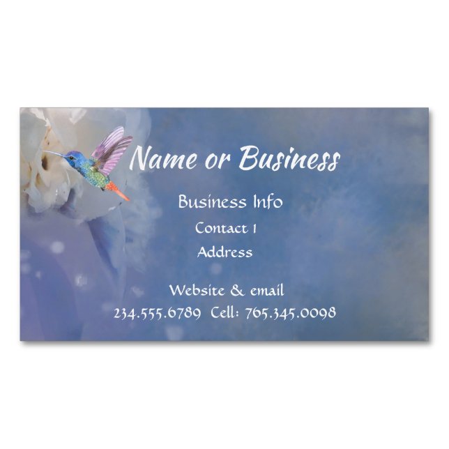 Watercolor Hummingbird Bird, Nature, Wildlife Busi Magnetic Business Card (Front)