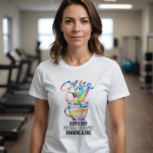Watercolor Hummingbird Busy Coffee Lover Cheerful T-Shirt