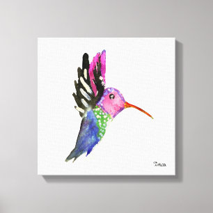 Watercolor Hummingbird Canvas Wall Art Print