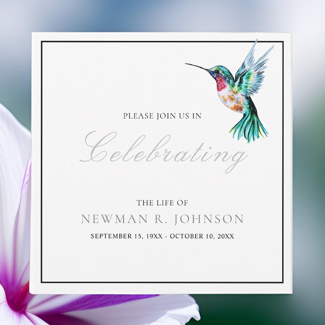 Watercolor Hummingbird Celebration of Life Invitation (Creator Uploaded)