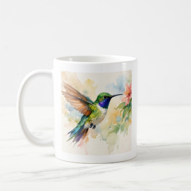 Watercolor Hummingbird Coffee Mug (Left)