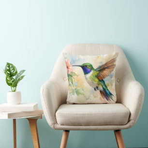 Watercolor Hummingbird Cushion
