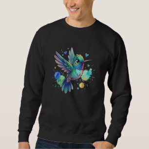 Watercolor Hummingbird Cute Colourful Bird Lover Sweatshirt