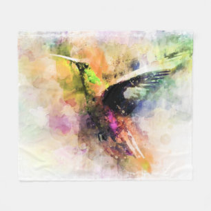 Watercolor hummingbird  fleece blanket