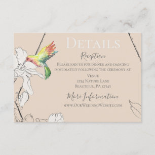 Watercolor Hummingbird Floral Geometric Wedding Enclosure Card