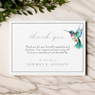 Watercolor Hummingbird Funeral Memorial Thank You