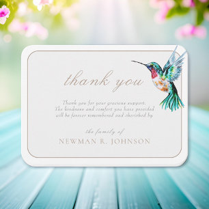 Watercolor Hummingbird Funeral Memorial Thank You Card