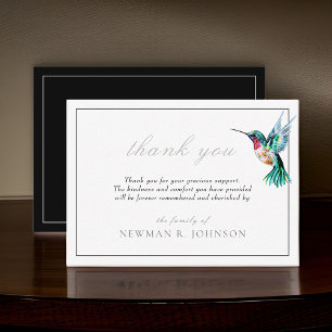 Watercolor Hummingbird Funeral Memorial Thank You Card
