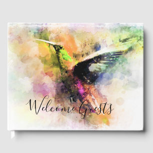 Watercolor hummingbird  guest book