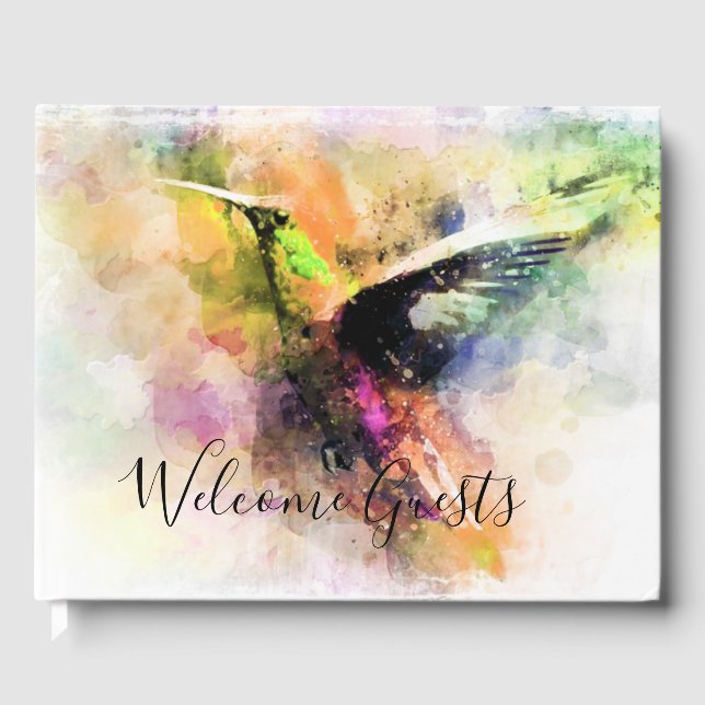 Watercolor hummingbird  guest book (Front)