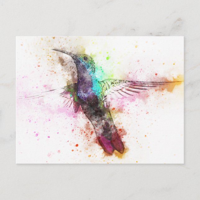 Watercolor Hummingbird Illustration Postcard (Front)