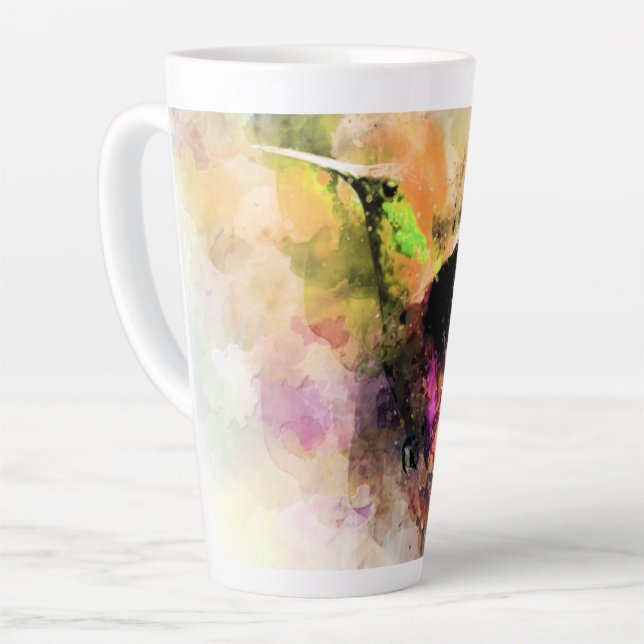 Watercolor hummingbird  latte mug (Left Angle)