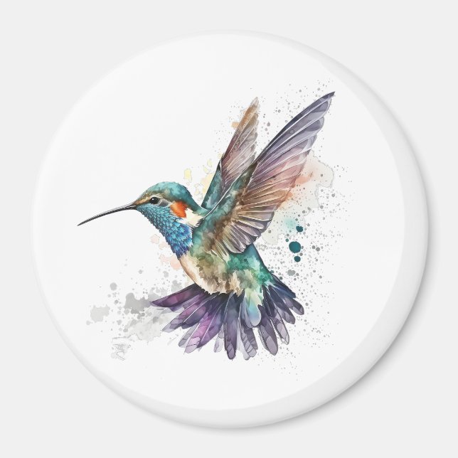 Watercolor Hummingbird Magnet (Front)