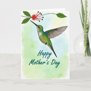 Watercolor Hummingbird Mothers Day Card
