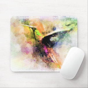Watercolor hummingbird mouse mat
