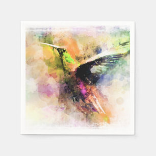 Watercolor hummingbird  napkin
