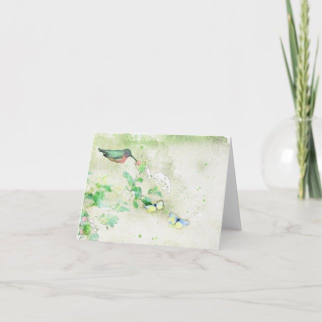 Watercolor Hummingbird Note Card (Front)