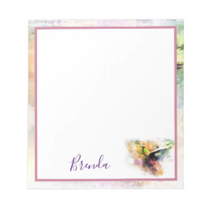 Watercolor hummingbird  notepad
