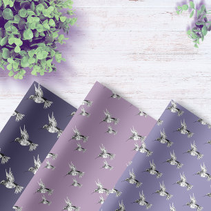 Watercolor Hummingbird Purple Lilac Wrapping Paper Sheet