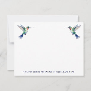 Watercolor Hummingbird Quote Memorial Remembrance Card