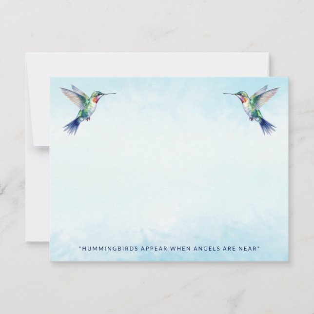 Watercolor Hummingbird Quote Memorial Sympathy  Card (Front)