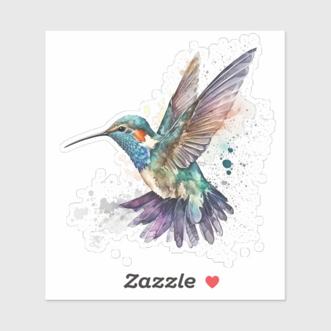 Watercolor Hummingbird Vinyl Sticker (Sheet)