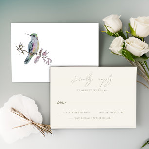 Watercolor Hummingbird Wedding RSVP Response Card