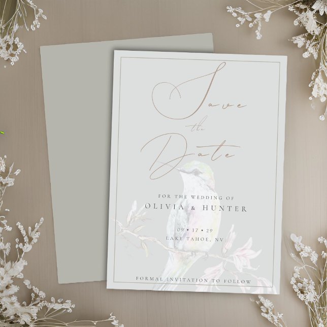 Watercolor Hummingbird Wedding Save the Date Card (Creator Uploaded)