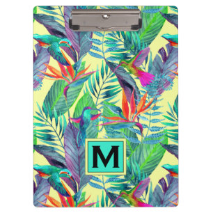 Watercolor Hummingbirds   Add Your Initial Clipboard