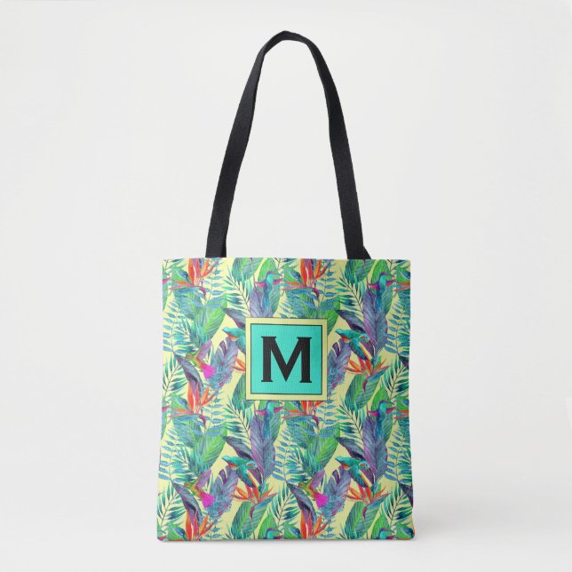 Watercolor Hummingbirds | Add Your Initial Tote Bag (Front)