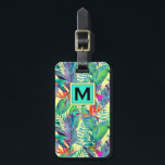 Watercolor Hummingbirds In The Jungle | Monogram Luggage Tag<br><div class="desc">Birds | Watercolor jungle pattern. Hand painted floral illustration.  © and ® Bigstock® - All Rights Reserved.</div>