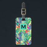 Watercolor Hummingbirds In The Jungle | Monogram Luggage Tag<br><div class="desc">Birds | Watercolor jungle pattern. Hand painted floral illustration.  © and ® Bigstock® - All Rights Reserved.</div>
