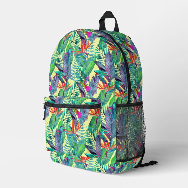 Watercolor Hummingbirds Printed Backpack (Back Corner Right)