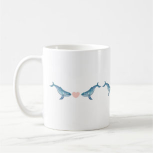 Watercolor Humpback Whale Heart 11oz Ceramic Mug