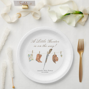 Watercolor Hunter Baby Shower Paper Plate