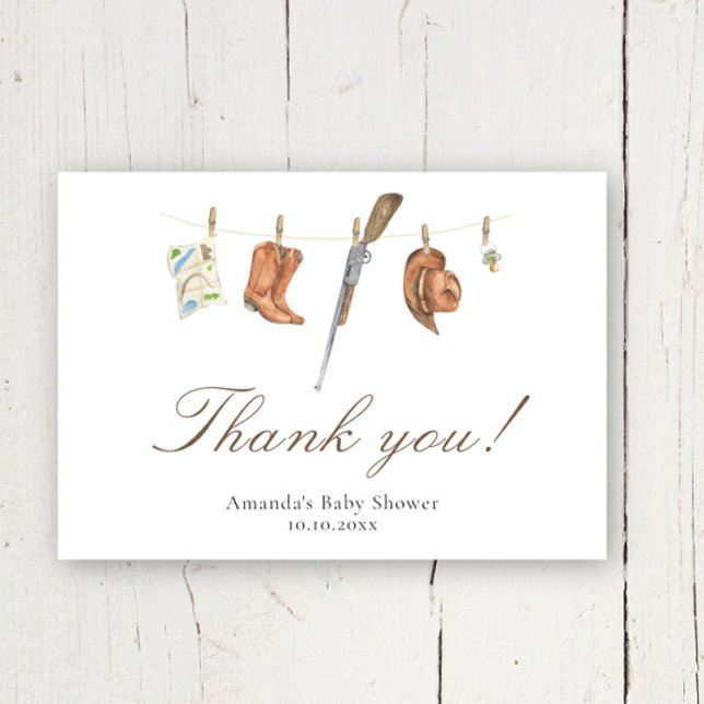 Watercolor Hunter Baby Shower Thank you Card (Creator Uploaded)