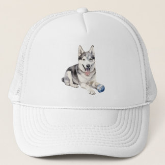 Watercolor Husky Dog Trucker Hat